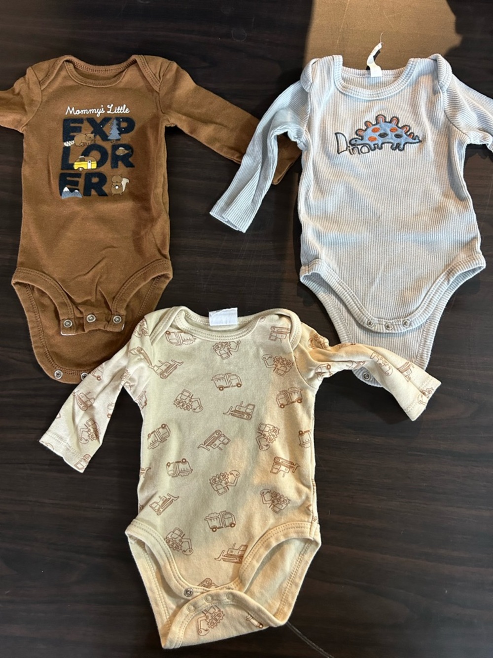Long-Sleeve One-Piece Bodysuit Pack of 3, 3 month and 3-6mo mixed brands